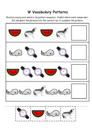 English Worksheet: Letter W Vocabulary Patterns