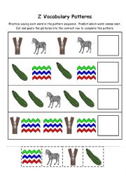 English Worksheet: Letter Z Vocabulary Patterns