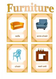 Furniture. Flash-cards.