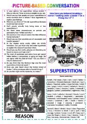English Worksheet: Picture-based conversation : topic 15 - superstition vs reason