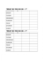 English Worksheet: days of the week