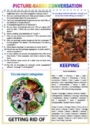 English Worksheet: Picture-based conversation : topic 14 - keeping vs getting rid of