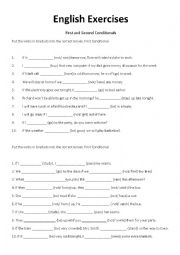 English Worksheet: First and Second Conditionals Exercises