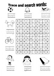 English Worksheet: trace and search words