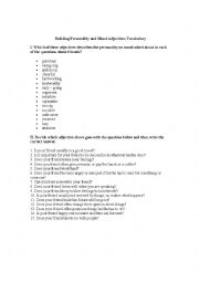 English Worksheet: Personality and mood adjectives