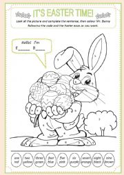 English Worksheet: Easter: colour by numbers 2