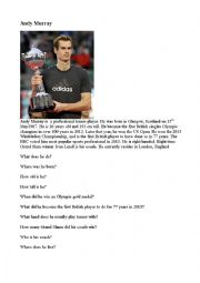 English Worksheet: Andy Murray, Sports, tennis, famous people