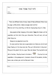 English Worksheet: end term test n 2 