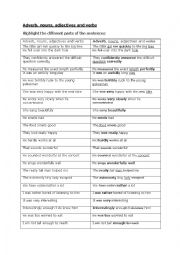 English Worksheet: Part of Speech Identification (Adverb or Adjective practice)