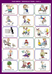 English Worksheet: IRREGULAR VERBS  PAST SIMPLE  SPEAKING EXERCISES  PART 4 / 4 + PPT