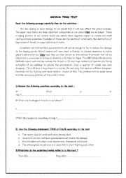 English Worksheet: 2 nd year test