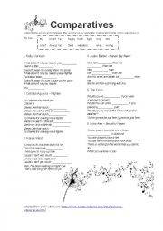 English Worksheet: ** Listening Comparatives with songs**