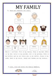 English Worksheet: my family