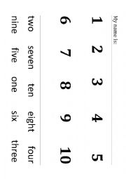 English Worksheet: Numbers