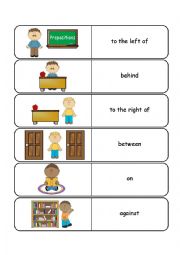 Where is he?  Preposition Dominoes and Memory Cards 
