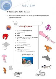 English Worksheet: Vocabulary: under the sea