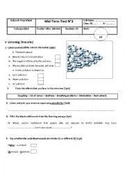 English Worksheet: Mid-Term Test n�2 (9th grade)