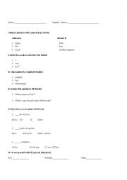 English Worksheet: Division test