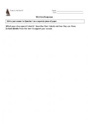 English Worksheet: Look to the North - Written Response