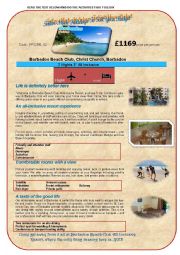 English Worksheet: HOLIDAY ADVERT(1stpart)