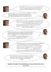 English Worksheet: Healthy eating worksheet (dialogue between Brad Pitt and Bradley Cooper)