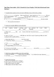 English Worksheet: Eat, Pray, Love