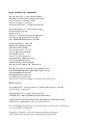 English Worksheet: Somebody that I used to know vocabulary