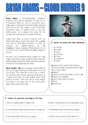 English Worksheet: Bryan Adams - Cloud Number 9