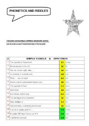 English Worksheet: Phonetics and Riddles (reuploaded)