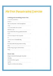 My First Paraphrasing Exercises