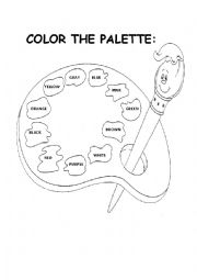 English Worksheet: Color the palette