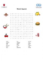English Worksheet: wordsearch food