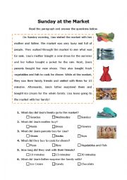 English Worksheet: Sunday at the Market