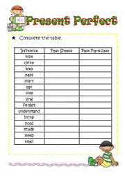 English Worksheet: past participle