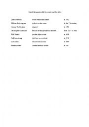 English Worksheet: matching important dates