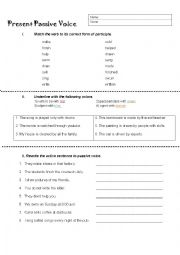 English Worksheet: Present Passive voice