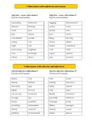 English Worksheet: ADJECTIVE- ADVERB COLLOCATIONS