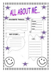 English Worksheet: All about me...