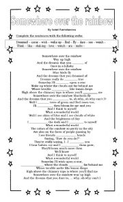 English Worksheet: Somewhere over the rainbow - Song