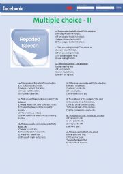 English Worksheet: Multiple choice 2nd part - Reported speech