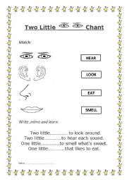 English Worksheet: TWO LITTLE EYES CHANT