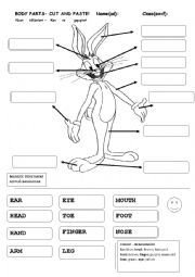 English Worksheet: BODY PARTS WITH COLORING THEME 2