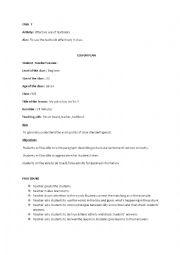 English Worksheet: lesson plan