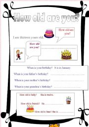 English Worksheet: how old are you?