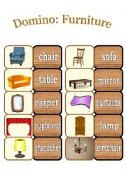 English Worksheet: Furniture. Domino.