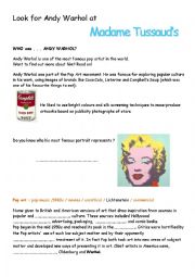 English Worksheet: Andy Warhol at Madame Tussauds