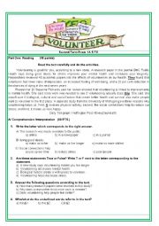 English Worksheet: benifits of volunteering 