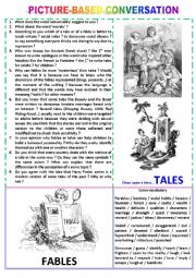 English Worksheet: Picture-based conversation : topic 46 - tales vs fables