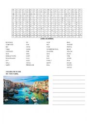 English Worksheet: Wordsearch. Describing the city (using there is/ there are)
