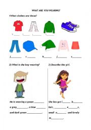 English Worksheet: Clothes - describing a person